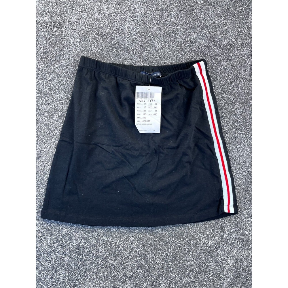 Brandy Melville Skirt One Size Phoebe Stripes White Red Elastic Waist Black NWT